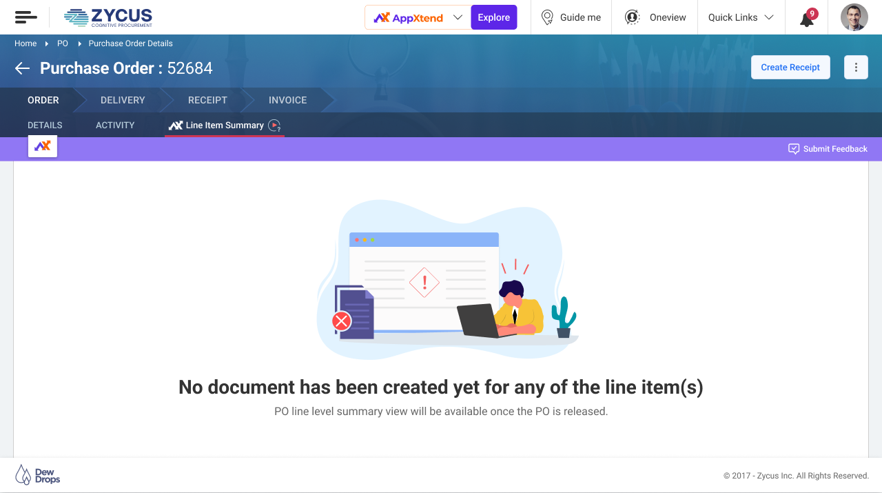 PO Summary - Zycus Appxtend Appstore
