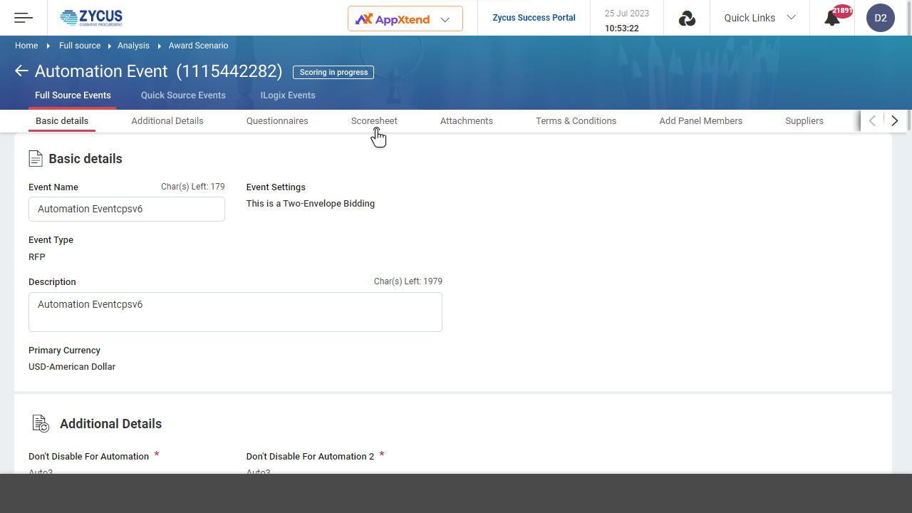 1. Access autoscore app from events sections under scoresheets tab