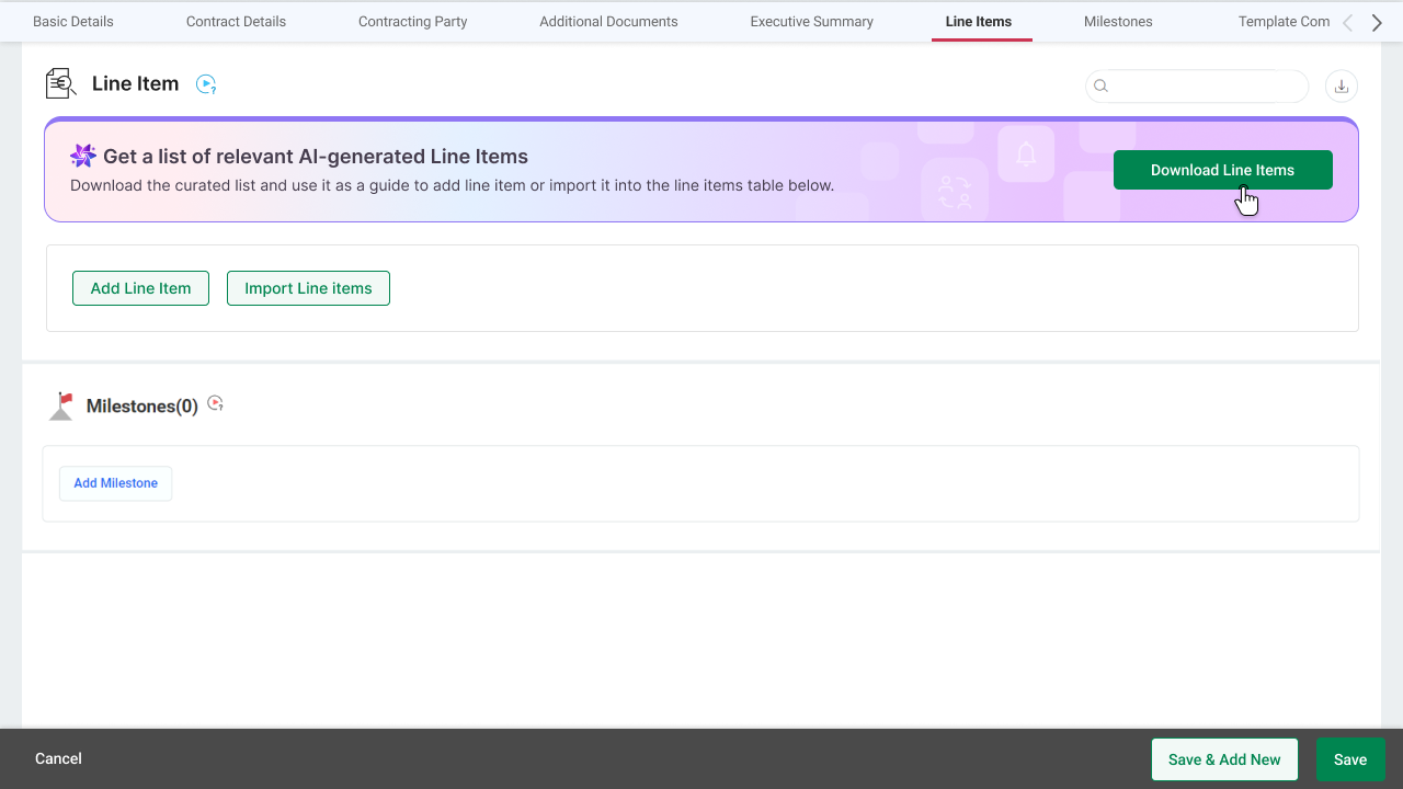 Simply click download line items