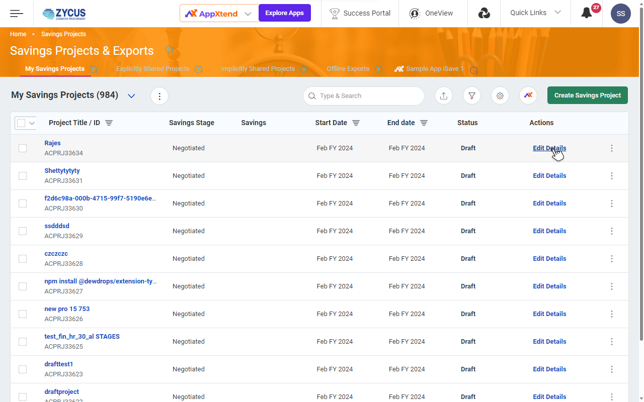 Savings Data Import